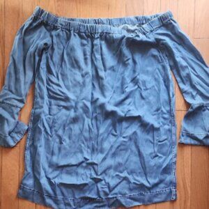 7 For All Mankind Denim Off-Shoulder Blouse
